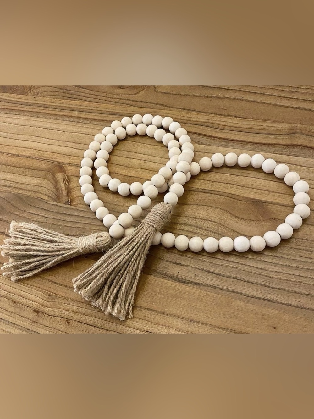 NWT- Natural Wood Bead Garland with Tassels | Boho Farmhouse Decor